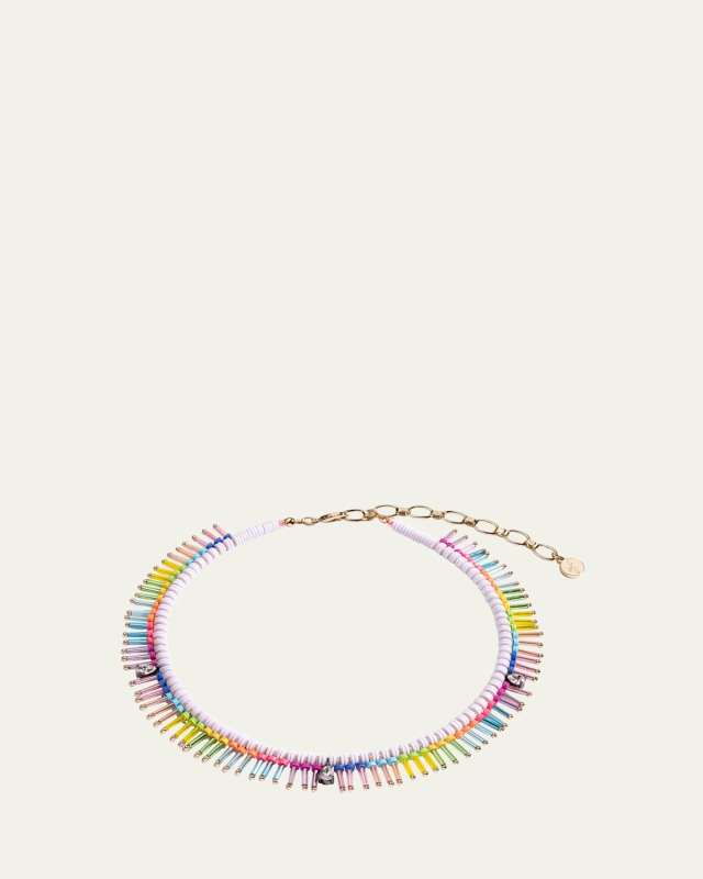 On The Fringe Necklace with Bugle Beads and Crystals